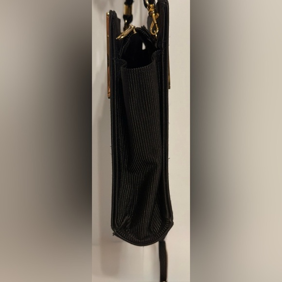 Vintage Black Rectangular Evening Crossbody Bag With Square Gold Handles - Picture 8 of 12